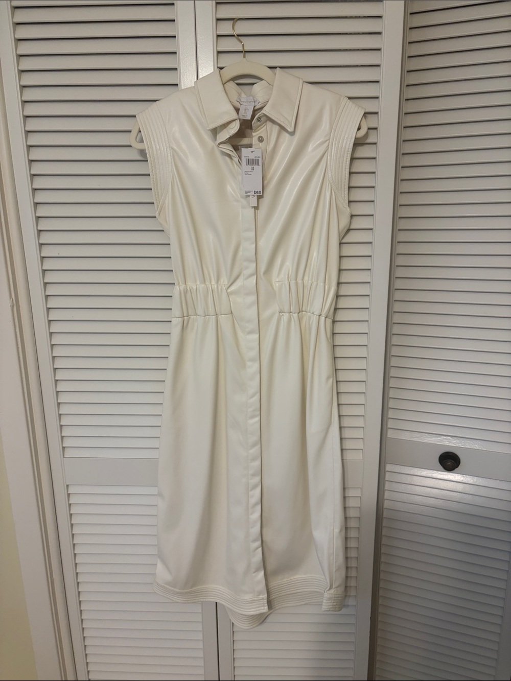 House of Harlow 1960 Sleeveless Faux Leather Midi Dress in Ivory